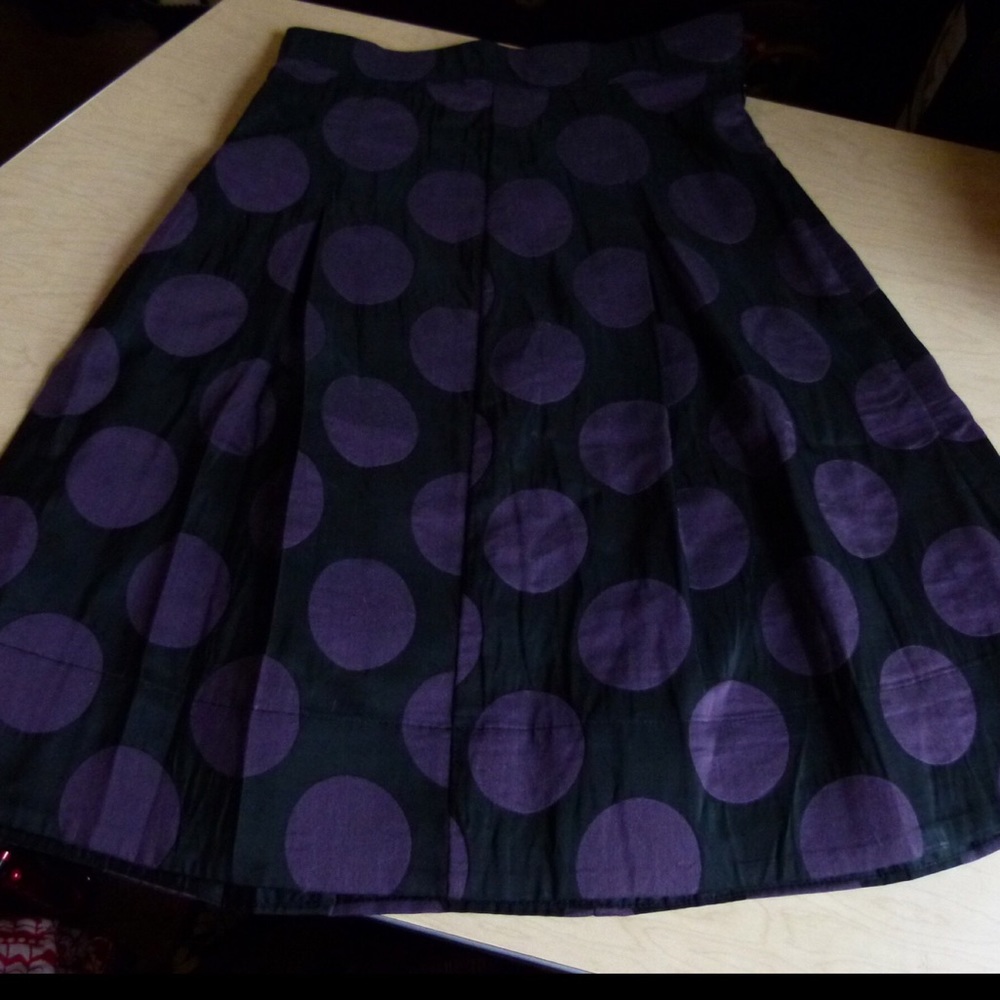 Purple Polka Dotted Box Pleat Dress Skirt